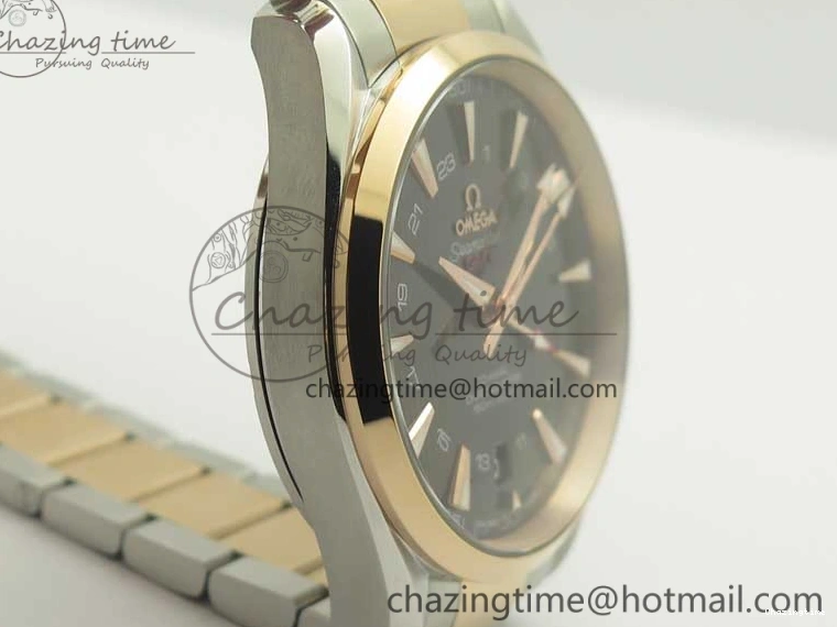 0511 Aqua Terra 150M GMT SS RG VSF 1:1 Best Edition Brown Textured Dial on SS RG Bracelet A8605 Super Clone Original 8058
